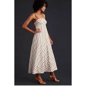 Anthropologie Maeve Square Neck Striped Midi Dress